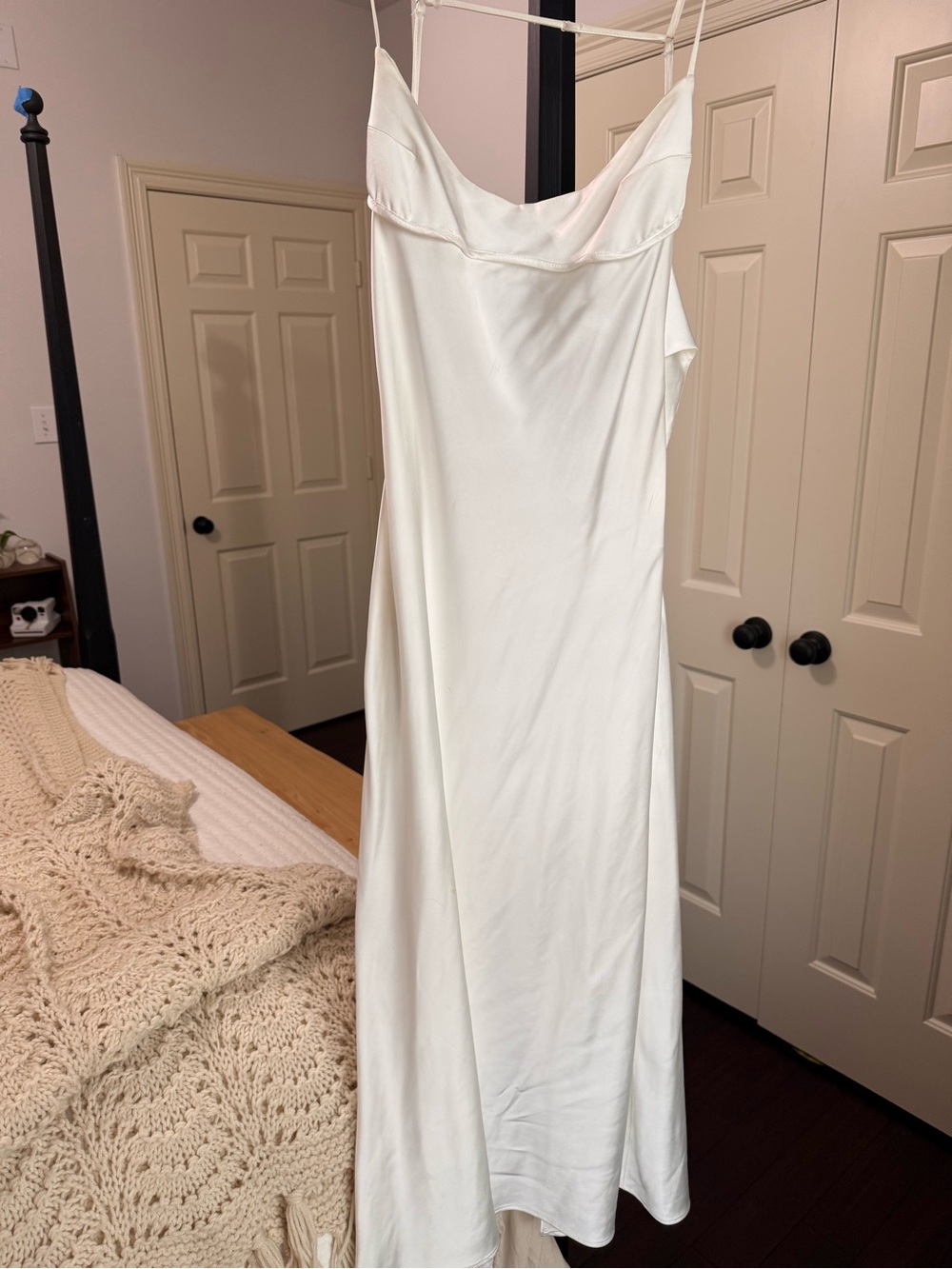 Zara White Satin Slip Maxi Dress